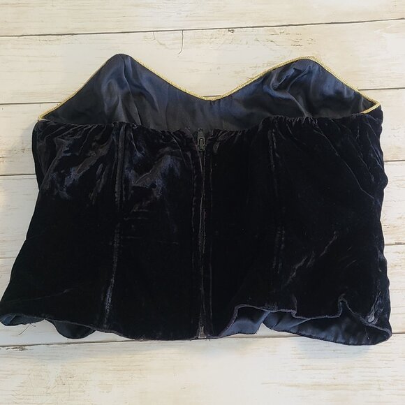 Vintage Natori Neiman Marcus Black Velvet Embroidered Bustier Elegant Whimsigoth - Picture 9 of 10